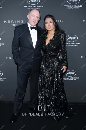 Salma Hayek 2023 Cannes Film Festival Red Carpet Black Sequin Dress